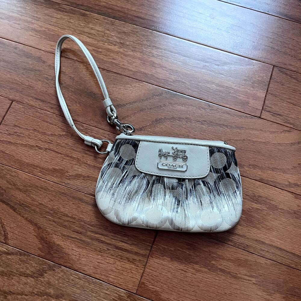 Coach Vintage Black and White Circular Wristlet Small Size